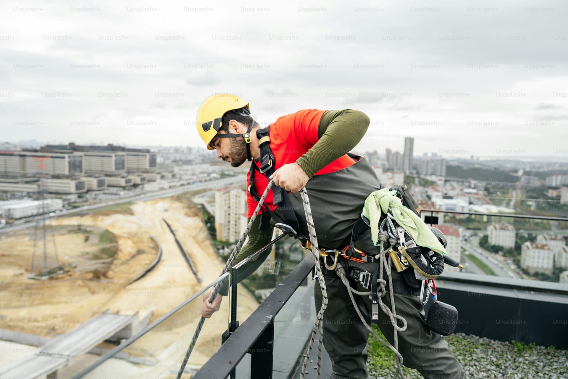Industrial abseiling technician
